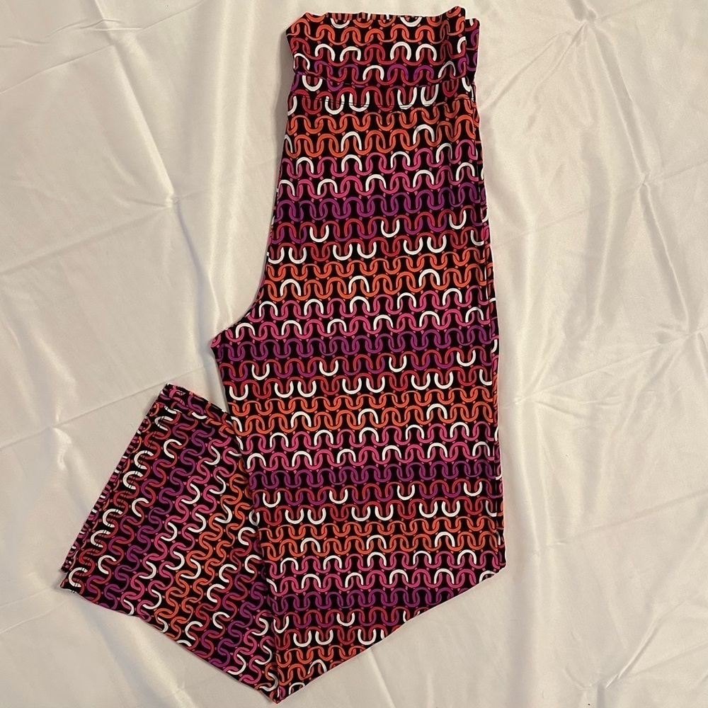 Trina Turk Echo Chain Swim Cover Up Pant Wide Leg Xl Stretchy Orange Purple Pink